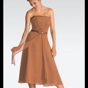 Raylia Designs Mocha Strapless Chiffon Bridesmaid Formal Dress Size 6